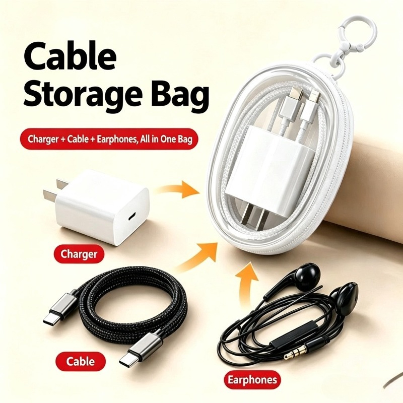 Cable Organizer Travel - Przenośna, wodoodporna torba do przechowywania kabli