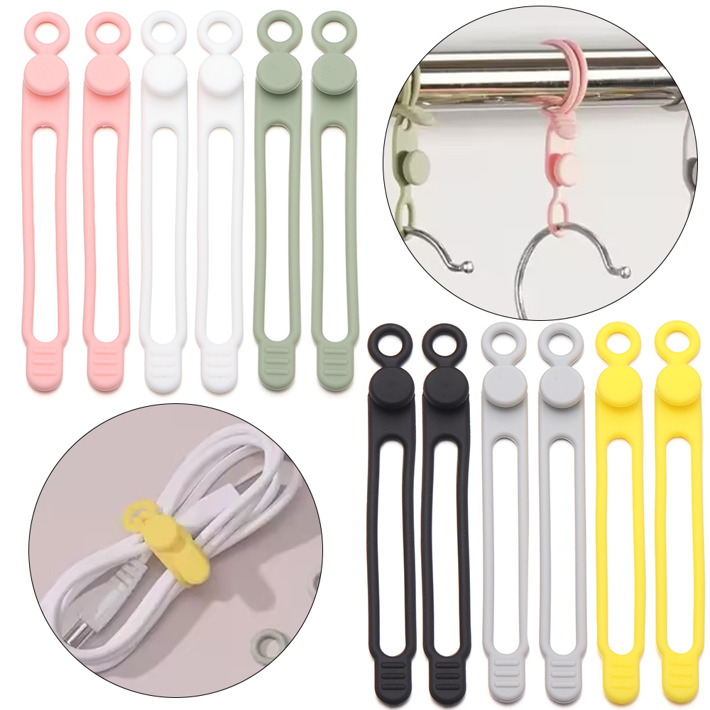 Cable Organizer Travel - 4 szt./zestaw Kolorowe silikonowe opaski na